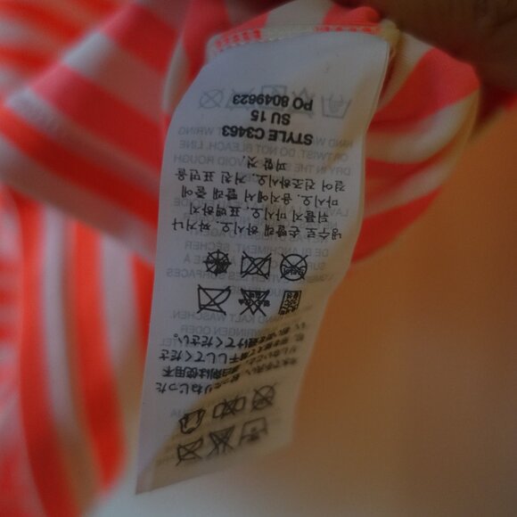 J.Crew crewcuts rashguard swim swimwear stripe neon coral long-sleeve Girls 16 - Picture 5 of 10